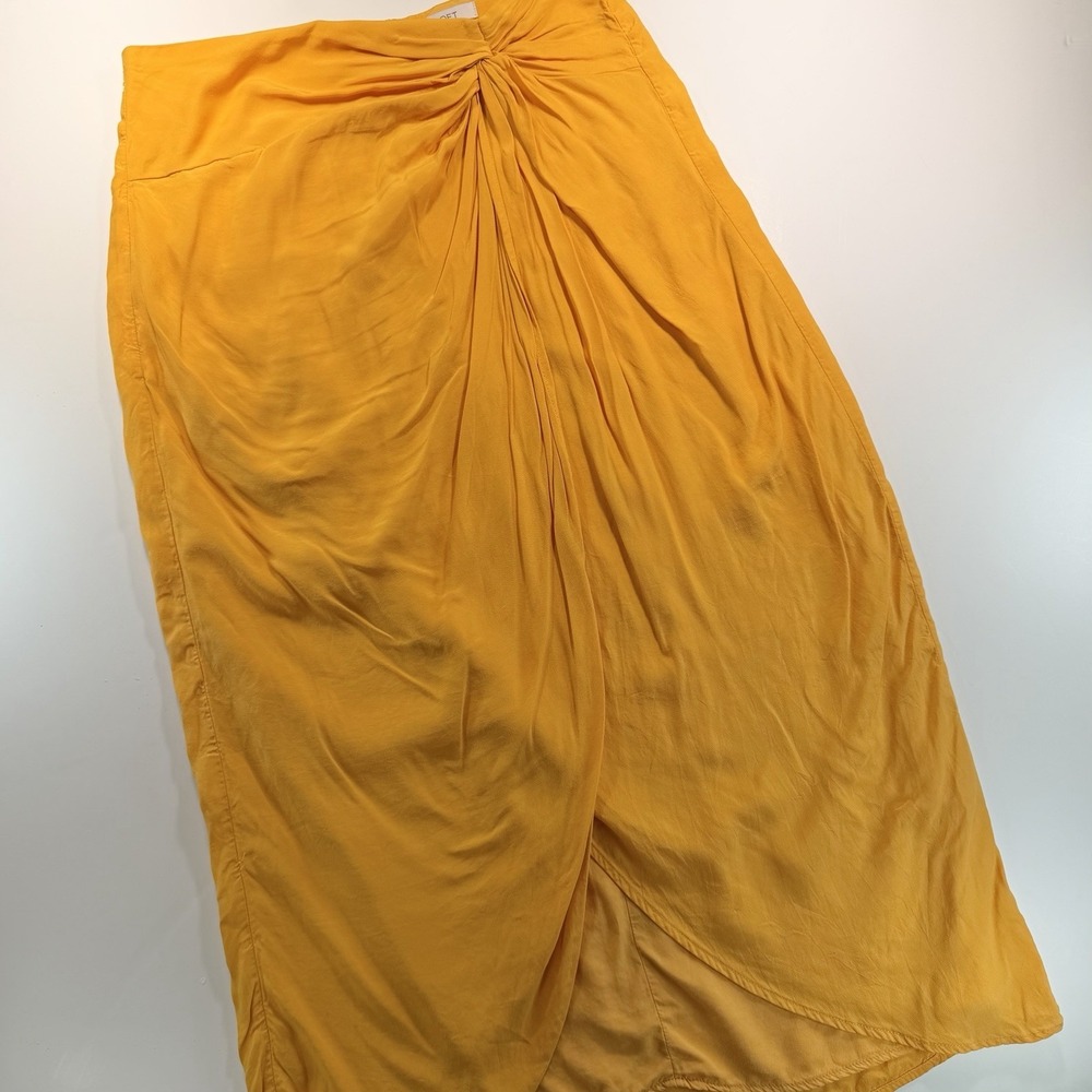 LOFT women's Mango Orange Tulip Midi Skirt 6 Boho Chic Gathers Draping